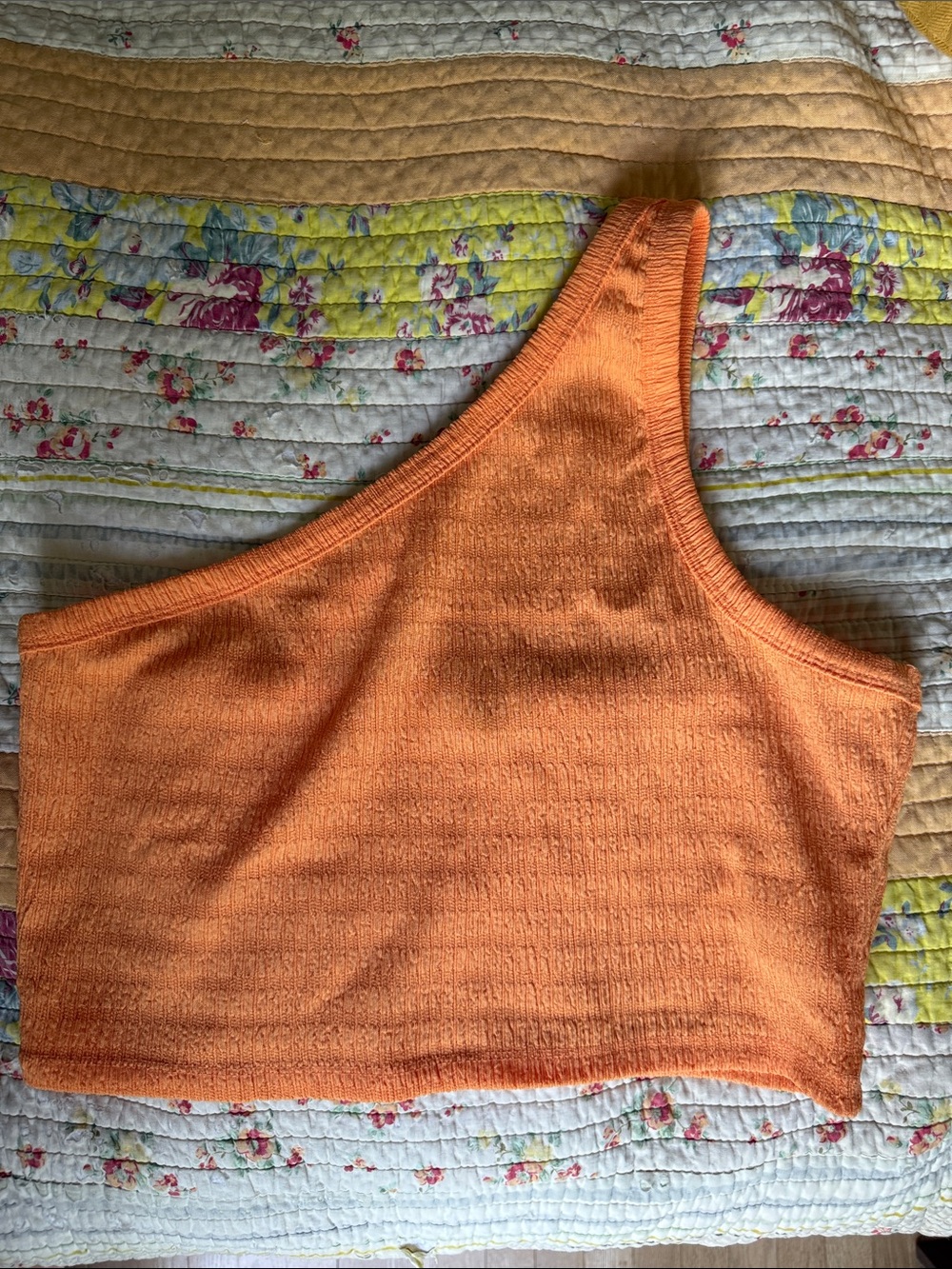 American Eagle Outfitters One-Shoulder Orange Crop Top